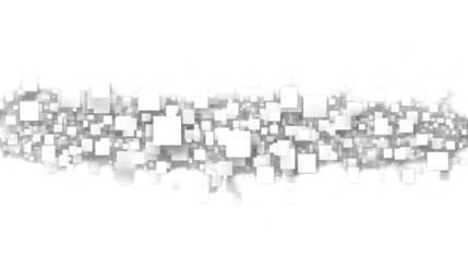 White digital pixel squares forming a geometric overlay, isolated on transparent