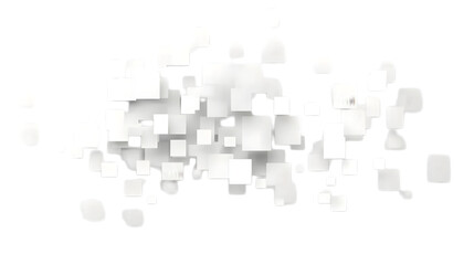 White digital pixel squares arranged in a geometric overlay, isolated on transparent