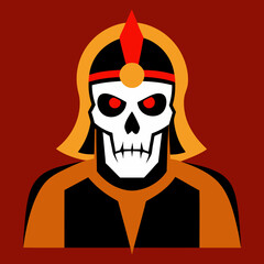 skull with a red rose