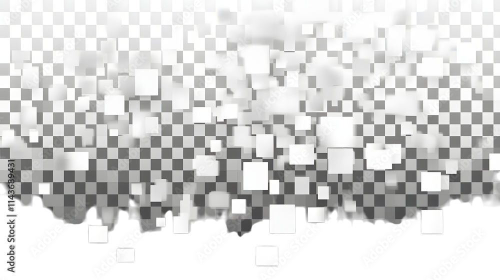 Aufkleber white digital pixel squares in a geometric overlay pattern, isolated on transparent