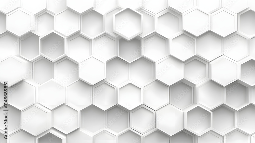 Poster white futuristic hexagon pattern background, isolated on transparent