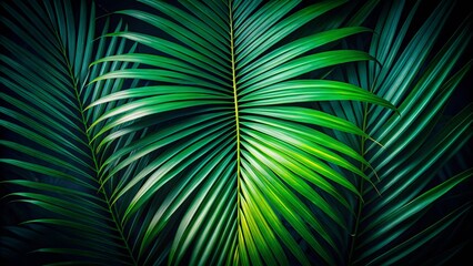 Lush Tropical Palm Fronds Displaying Vibrant Green Hues