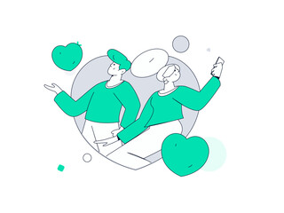 Happy Valentine's Day flat character vector concept business hand drawn illustration
