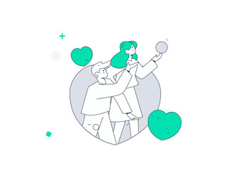 Happy Valentine's Day flat character vector concept business hand drawn illustration
