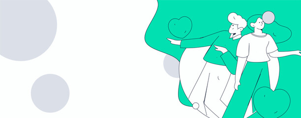 Fototapeta premium Happy Valentine's Day flat character vector concept business hand drawn illustration 