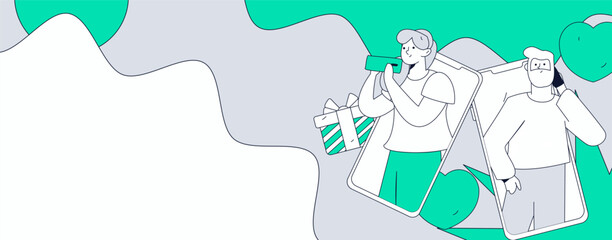 Happy Valentine's Day flat character vector concept business hand drawn illustration
