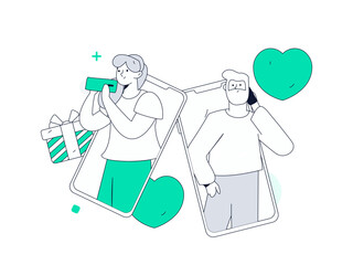 Happy Valentine's Day flat character vector concept business hand drawn illustration
