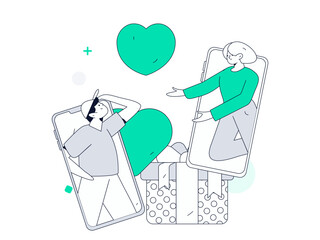 Happy Valentine's Day flat character vector concept business hand drawn illustration
