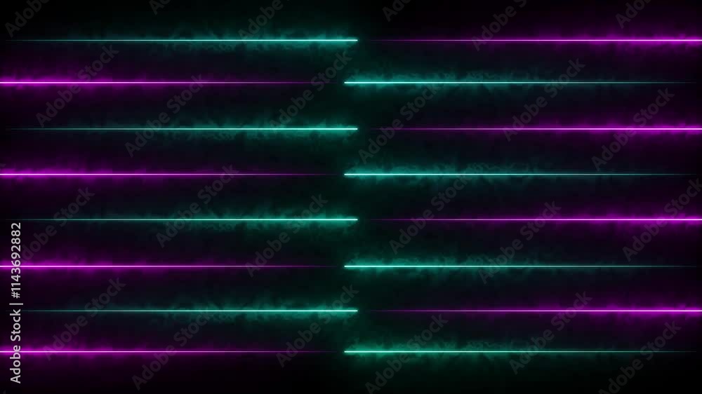 Poster neon lights blinking lines moving animation. colorful neon line moving on background. abstract glowi
