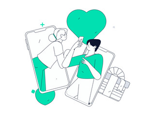 Happy Valentine's Day flat character vector concept business hand drawn illustration
