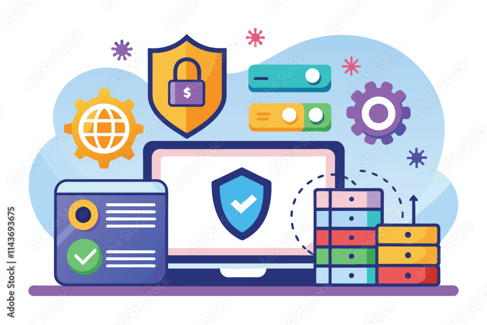 Aufkleber this artwork visually represents the study of ssl technology with security icons and digital element