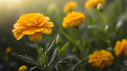 A Dew-Kissed Marigold Garden
