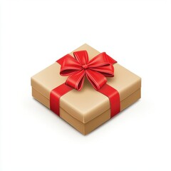 Obraz premium Gift box with red ribbon bow isolated on white background