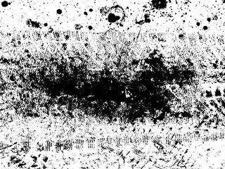 Mud tire tracking. Dirt track from the car wheel protector. Tire mark silhouette. Grunge overlay texture. Abstract black pattern. Vector illustration, EPS 10.