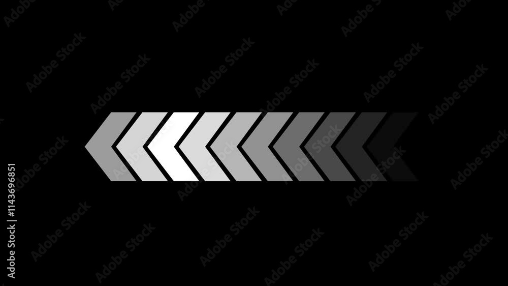 Poster animated arrows for the overlay video layer on black background. glowing arrows animated.