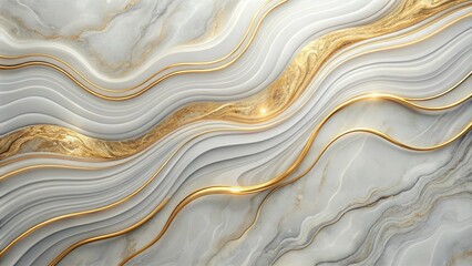 Obraz premium Abstract Swirling White and Gold Marble Texture with Elegant Lines