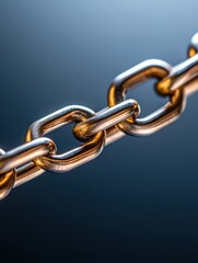 Obraz premium Connecting links close-up of metal chain links industrial setting macro photography focused concept