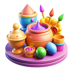 Holi   3d  cartoon style illustration 