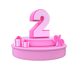 2 Percent Off 3D Pink Discount On Podium