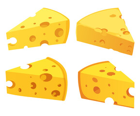 Set of cheese wedges, perfect for food, culinary, and menu designs