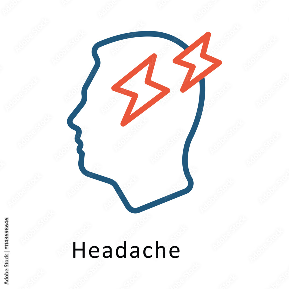 Poster headache vector two color icon. eps 10 file