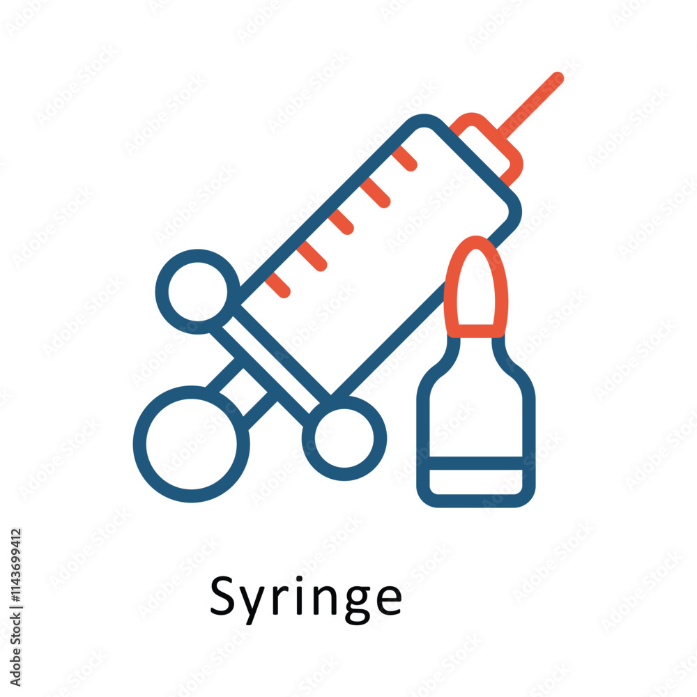 Poster syinge vector two color icon. eps 10 file