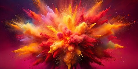 Vibrant explosion of colorful powder, a dynamic burst of pigments