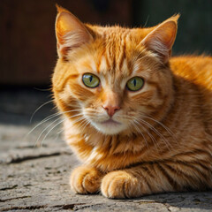 The background object is an orange cat with big eyes