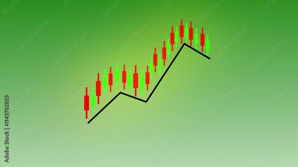 Poster abstract digital financial chart animation showing growing value of global stock market. stock chart