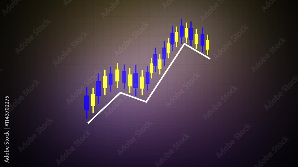 Poster abstract digital financial chart animation showing growing value of global stock market. stock chart