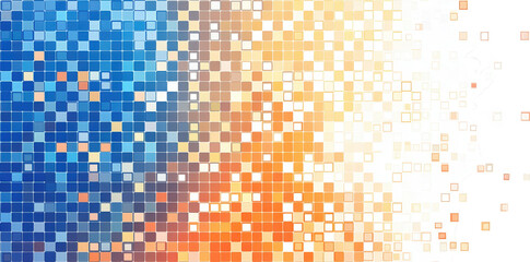 Fototapeta premium abstract geometric background with blue. orange. and white squares fading to white
