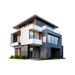 Beautiful building Modern house on transparent background