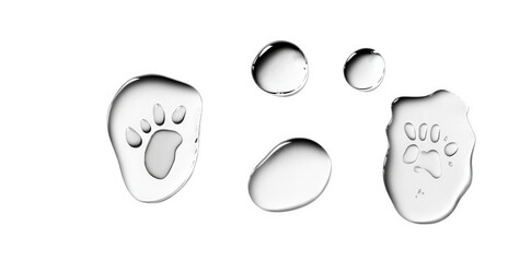 Obraz premium water droplets on a surface form the shape of a paw print