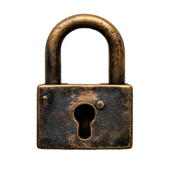 Antique Padlock, Isolated on White Background