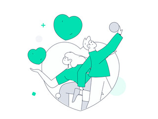 Happy Valentine's Day flat character vector concept business hand drawn illustration
