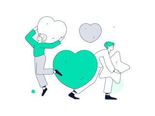 Happy Valentine's Day flat character vector concept business hand drawn illustration
