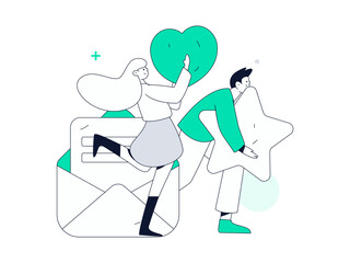 Happy Valentine's Day flat character vector concept business hand drawn illustration
