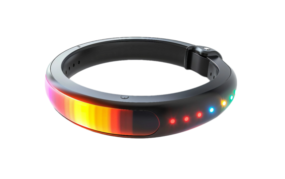 Futuristic Pet Tracker on transparent background PNG.