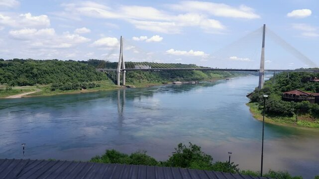 Pan across rivers at Triple Frontier: Argentina, Brazil, and Paraguay