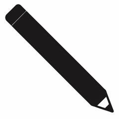 Black Silhouette of a Pencil on White Background