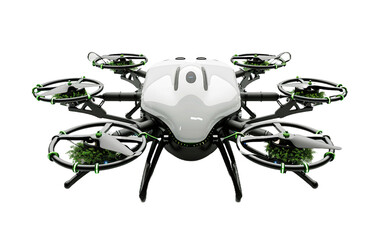 Futuristic Agricultural Drone on transparent background PNG.