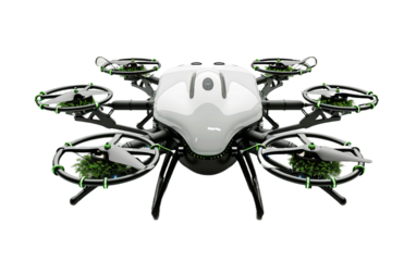 Futuristic Agricultural Drone on transparent background PNG.