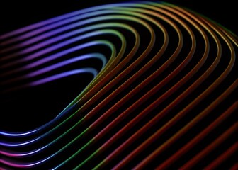 Abstract colorful lines on a dark background, creating a dynamic and mesmerizing visual effect.