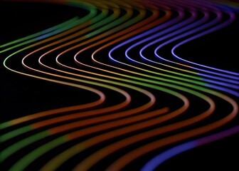 Abstract colorful lines on a dark background, creating a dynamic and mesmerizing visual effect.