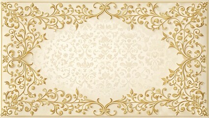 Elegant Gold Filigree Frame with Ornate Floral Design on Cream Background