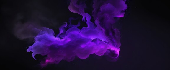 Fototapeta premium Abstract nebula smoke fire in Purple and Blue light isolated on a black background