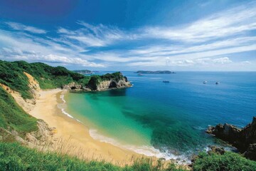 Fototapeta premium A captivating blend of sky sea, and land creates a picture-perfect tropical escape