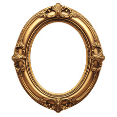 Elegant Gold Oval Frame Isolated on White Background