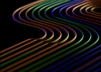 Abstract colorful lines on a dark background, creating a dynamic and mesmerizing visual effect.