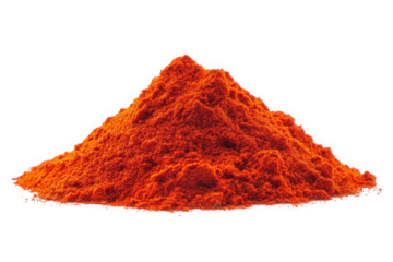 a pile of bright red chili powder. isolated on a transparent background